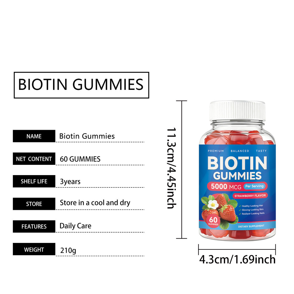 Biotin Gummies Nourish Hair Skin Nail Chewable Easy Fresh Fruit Taste Inner Care Gummies