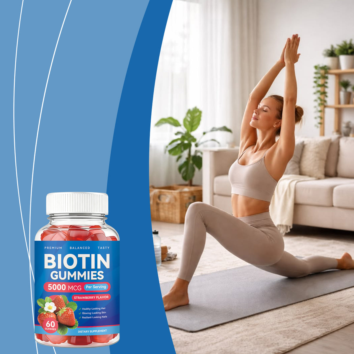 Biotin Gummies Nourish Hair Skin Nail Chewable Easy Fresh Fruit Taste Inner Care Gummies