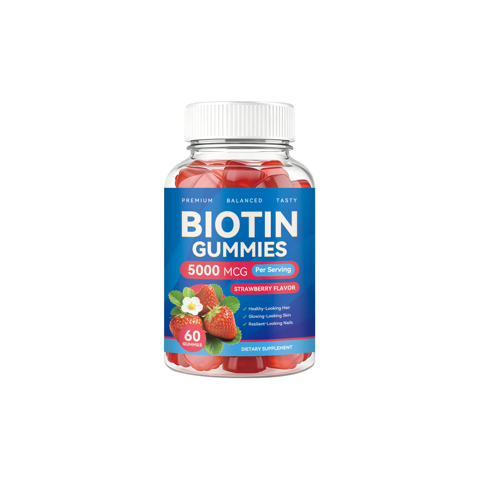 AMZ Biotin Gummies Nourish Hair Skin Nail Chewable Easy Fresh Fruit Taste Inner Care Gummies