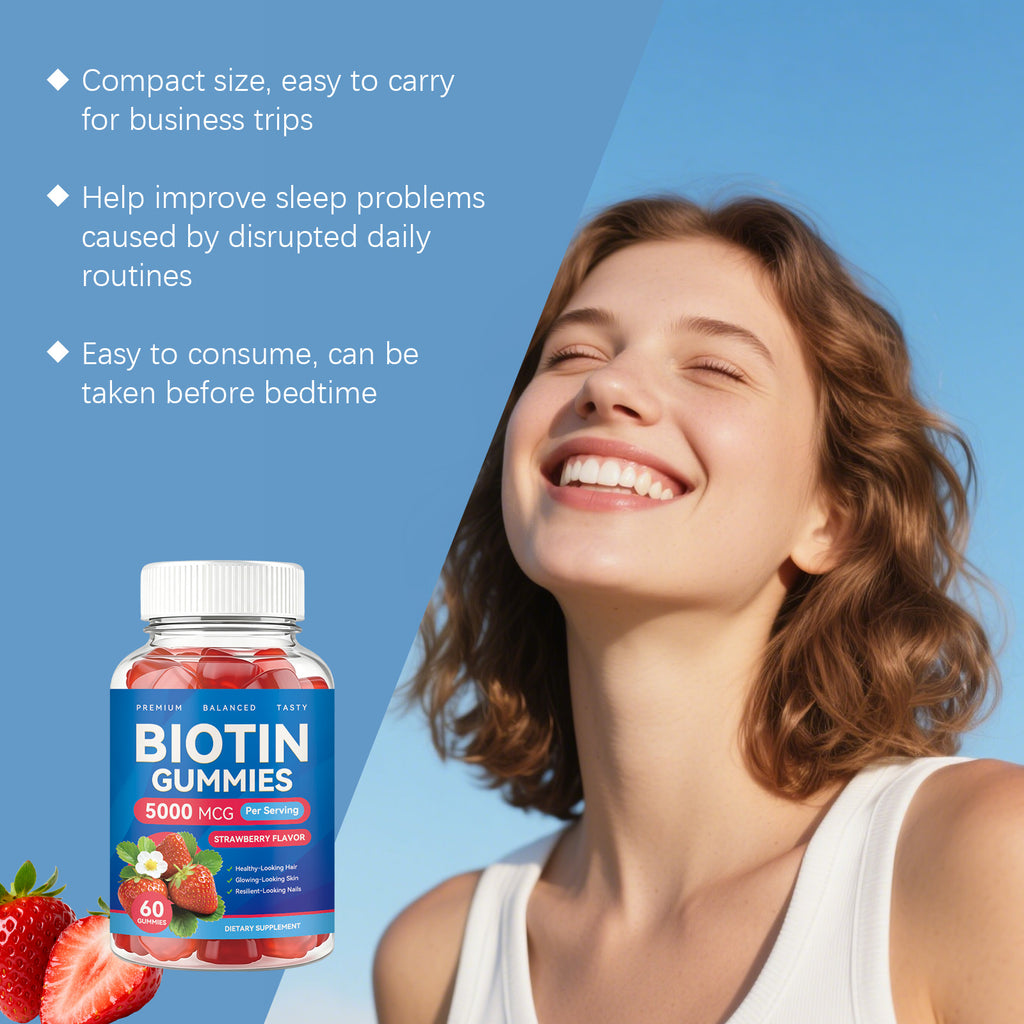 Biotin Gummies Nourish Hair Skin Nail Chewable Easy Fresh Fruit Taste Inner Care Gummies