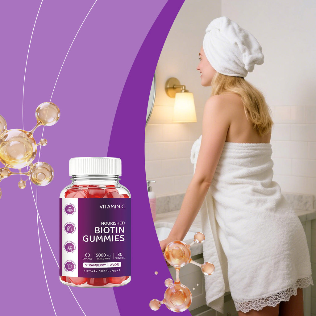 Biotin Gummies Hair Skin Nails Care Chewable Easy Take Strawberry Flavor Internal Care Gummies