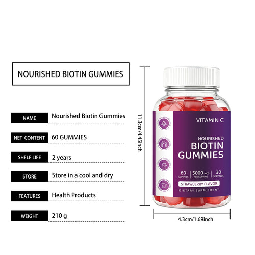Biotin Gummies Hair Skin Nails Care Chewable Easy Take Strawberry Flavor Internal Care Gummies