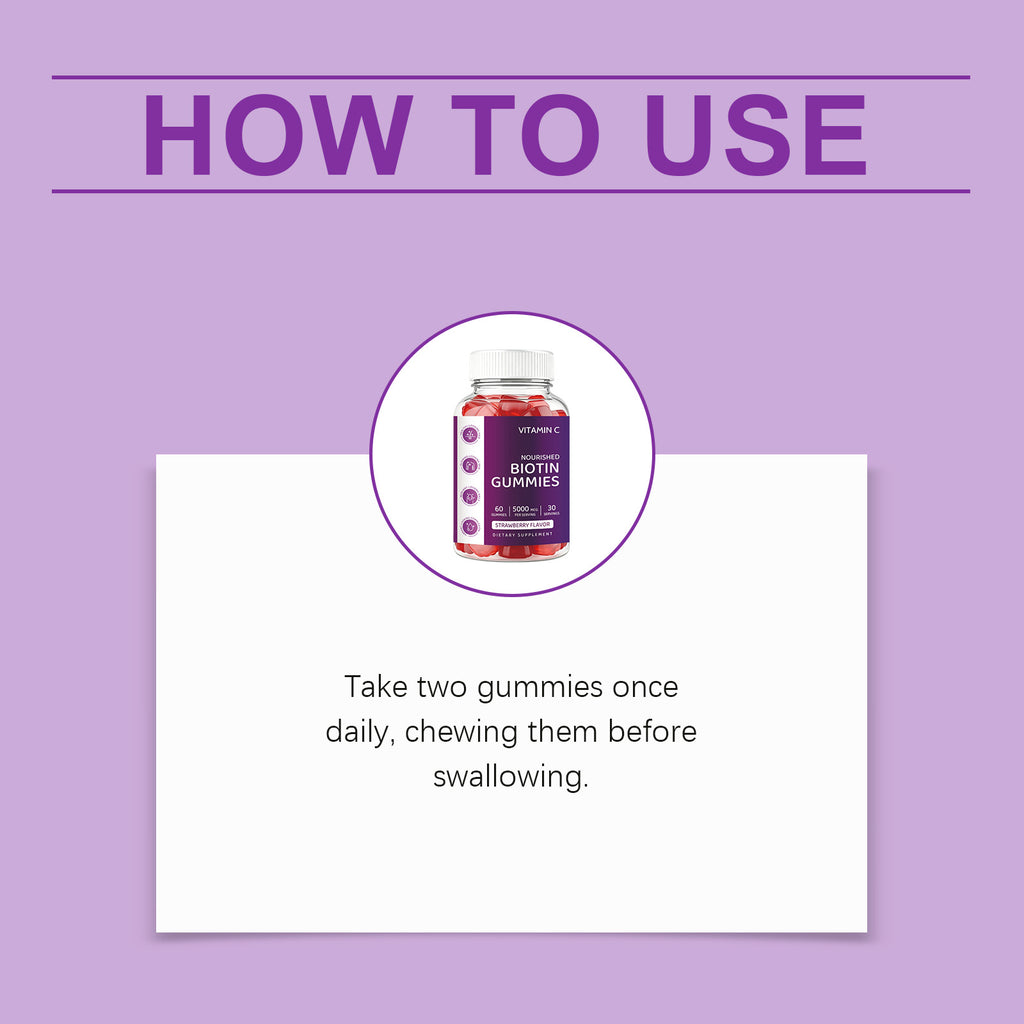 Biotin Gummies Hair Skin Nails Care Chewable Easy Take Strawberry Flavor Internal Care Gummies