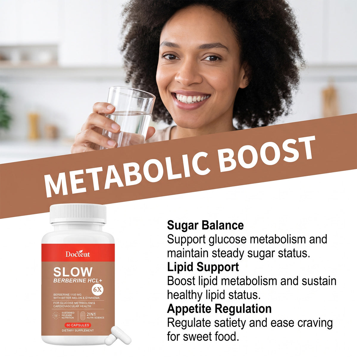 DOCTEAT Sustained-Release Metabolic Capsule Sugar Balance Lipid Optimization Satiety Plant Synergy Capsule